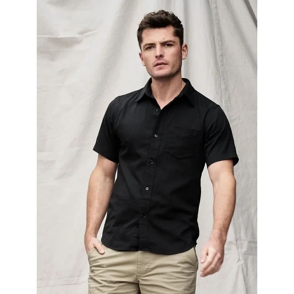 ✨BUCK MASON DRAPED TWILL S/S ONE POCKET SZ LARGE SHIRT✨